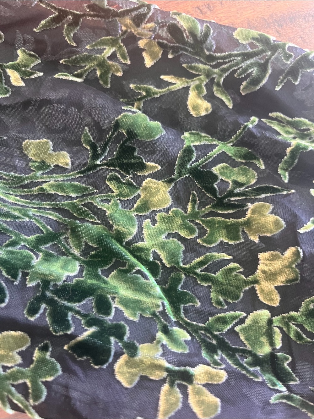 Anthropologie Black Off-Shoulder Blouse with Green Floral Print - Picture 2 of 5